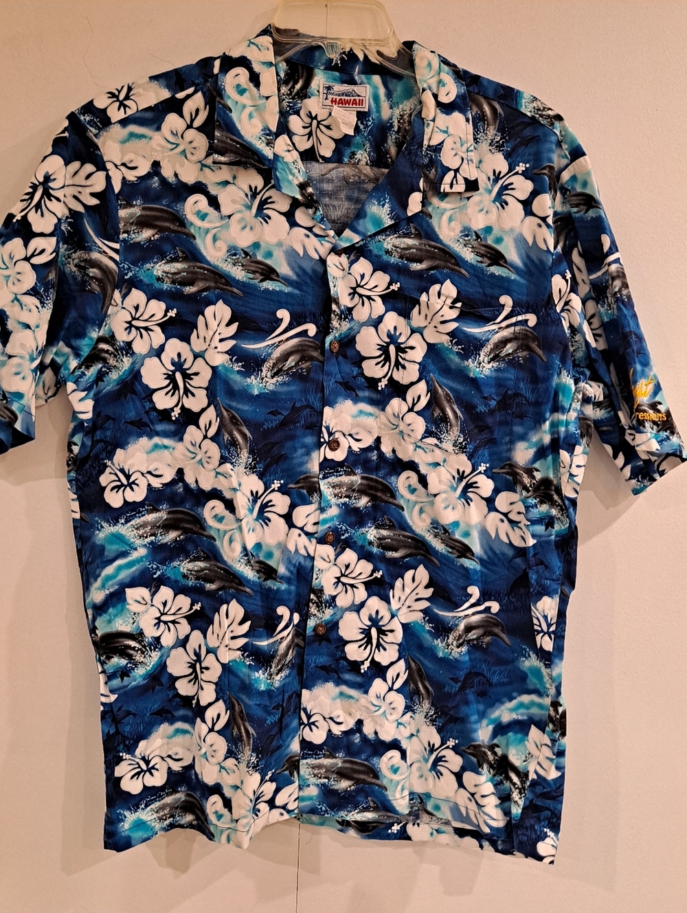 Hawaii Mens Hawaii Style Dolphin Flowers Mens Shirt XL